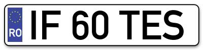 Placuta inmatriculare numar auto  IF-60-TES, IF 60 TES, IF60TES