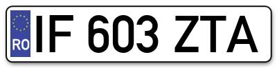 Placuta inmatriculare numar auto  IF-603-ZTA, IF 603 ZTA, IF603ZTA