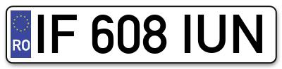 Placuta inmatriculare numar auto  IF-608-IUN, IF 608 IUN, IF608IUN