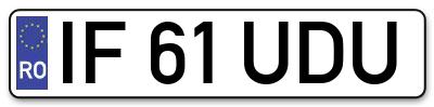 Placuta inmatriculare numar auto  IF-61-UDU, IF 61 UDU, IF61UDU