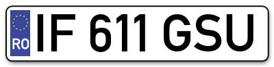 Placuta inmatriculare numar auto  IF-611-GSU, IF 611 GSU, IF611GSU