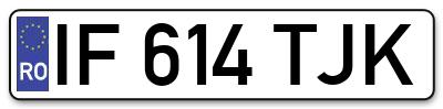 Placuta inmatriculare numar auto  IF-614-TJK, IF 614 TJK, IF614TJK