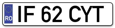 Placuta inmatriculare numar auto  IF-62-CYT, IF 62 CYT, IF62CYT