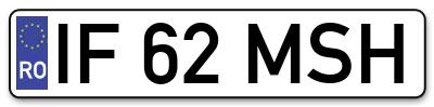 Placuta inmatriculare numar auto  IF-62-MSH, IF 62 MSH, IF62MSH