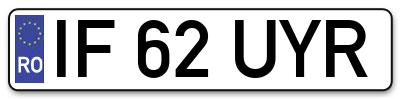 Placuta inmatriculare numar auto  IF-62-UYR, IF 62 UYR, IF62UYR