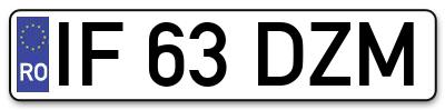 Placuta inmatriculare numar auto  IF-63-DZM, IF 63 DZM, IF63DZM