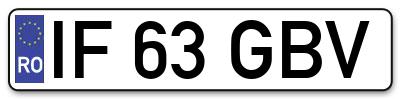 Placuta inmatriculare numar auto  IF-63-GBV, IF 63 GBV, IF63GBV