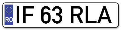 Placuta inmatriculare numar auto  IF-63-RLA, IF 63 RLA, IF63RLA