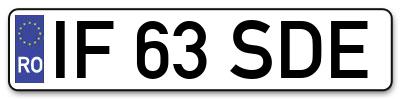 Placuta inmatriculare numar auto  IF-63-SDE, IF 63 SDE, IF63SDE