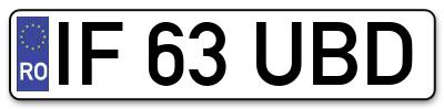 Placuta inmatriculare numar auto  IF-63-UBD, IF 63 UBD, IF63UBD