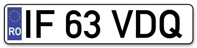 Placuta inmatriculare numar auto  IF-63-VDQ, IF 63 VDQ, IF63VDQ