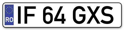 Placuta inmatriculare numar auto  IF-64-GXS, IF 64 GXS, IF64GXS