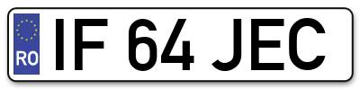 Placuta inmatriculare numar auto  IF-64-JEC, IF 64 JEC, IF64JEC