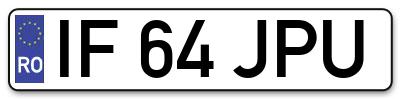 Placuta inmatriculare numar auto  IF-64-JPU, IF 64 JPU, IF64JPU