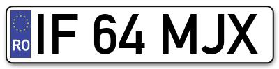 Placuta inmatriculare numar auto  IF-64-MJX, IF 64 MJX, IF64MJX