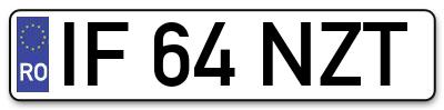 Placuta inmatriculare numar auto  IF-64-NZT, IF 64 NZT, IF64NZT