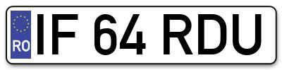 Placuta inmatriculare numar auto  IF-64-RDU, IF 64 RDU, IF64RDU
