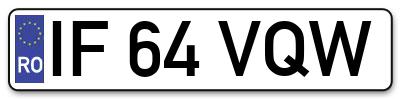 Placuta inmatriculare numar auto  IF-64-VQW, IF 64 VQW, IF64VQW