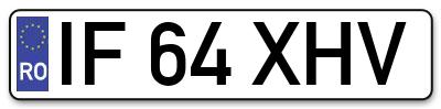 Placuta inmatriculare numar auto  IF-64-XHV, IF 64 XHV, IF64XHV