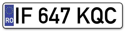 Placuta inmatriculare numar auto  IF-647-KQC, IF 647 KQC, IF647KQC