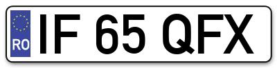 Placuta inmatriculare numar auto  IF-65-QFX, IF 65 QFX, IF65QFX