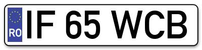 Placuta inmatriculare numar auto  IF-65-WCB, IF 65 WCB, IF65WCB