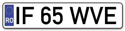Placuta inmatriculare numar auto  IF-65-WVE, IF 65 WVE, IF65WVE