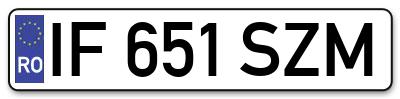 Placuta inmatriculare numar auto  IF-651-SZM, IF 651 SZM, IF651SZM