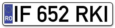 Placuta inmatriculare numar auto  IF-652-RKI, IF 652 RKI, IF652RKI