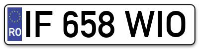 Placuta inmatriculare numar auto  IF-658-WIO, IF 658 WIO, IF658WIO