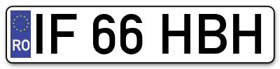 Placuta inmatriculare numar auto  IF-66-HBH, IF 66 HBH, IF66HBH