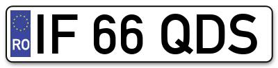 Placuta inmatriculare numar auto  IF-66-QDS, IF 66 QDS, IF66QDS