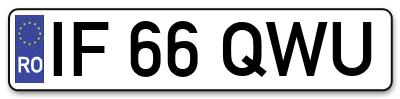 Placuta inmatriculare numar auto  IF-66-QWU, IF 66 QWU, IF66QWU