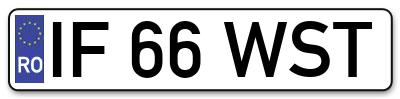 Placuta inmatriculare numar auto  IF-66-WST, IF 66 WST, IF66WST