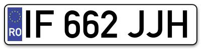 Placuta inmatriculare numar auto  IF-662-JJH, IF 662 JJH, IF662JJH