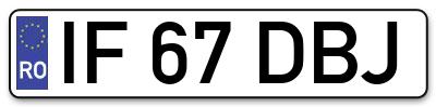 Placuta inmatriculare numar auto  IF-67-DBJ, IF 67 DBJ, IF67DBJ