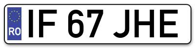 Placuta inmatriculare numar auto  IF-67-JHE, IF 67 JHE, IF67JHE