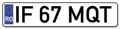 Placuta inmatriculare numar auto  IF-67-MQT, IF 67 MQT, IF67MQT