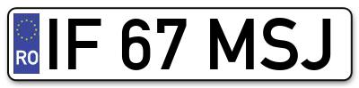 Placuta inmatriculare numar auto  IF-67-MSJ, IF 67 MSJ, IF67MSJ