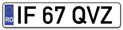 Placuta inmatriculare numar auto  IF-67-QVZ, IF 67 QVZ, IF67QVZ