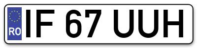 Placuta inmatriculare numar auto  IF-67-UUH, IF 67 UUH, IF67UUH