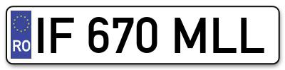 Placuta inmatriculare numar auto  IF-670-MLL, IF 670 MLL, IF670MLL