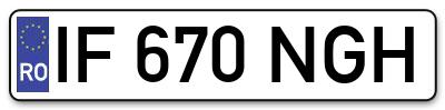 Placuta inmatriculare numar auto  IF-670-NGH, IF 670 NGH, IF670NGH