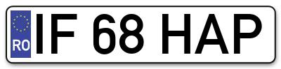 Placuta inmatriculare numar auto  IF-68-HAP, IF 68 HAP, IF68HAP