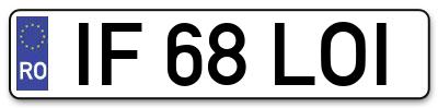 Placuta inmatriculare numar auto  IF-68-LOI, IF 68 LOI, IF68LOI