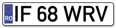 Placuta inmatriculare numar auto  IF-68-WRV, IF 68 WRV, IF68WRV