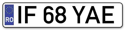 Placuta inmatriculare numar auto  IF-68-YAE, IF 68 YAE, IF68YAE
