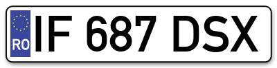 Placuta inmatriculare numar auto  IF-687-DSX, IF 687 DSX, IF687DSX