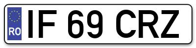 Placuta inmatriculare numar auto  IF-69-CRZ, IF 69 CRZ, IF69CRZ
