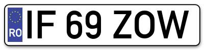 Placuta inmatriculare numar auto  IF-69-ZOW, IF 69 ZOW, IF69ZOW
